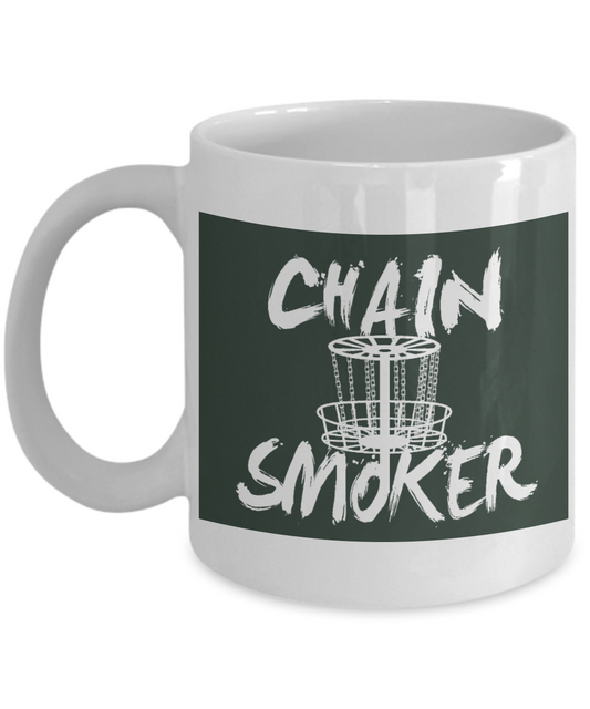 Cigar Smoker Funny Gift Coffee Mug, Chain Smoker-White Porcelain Coffee Mug 11 oz