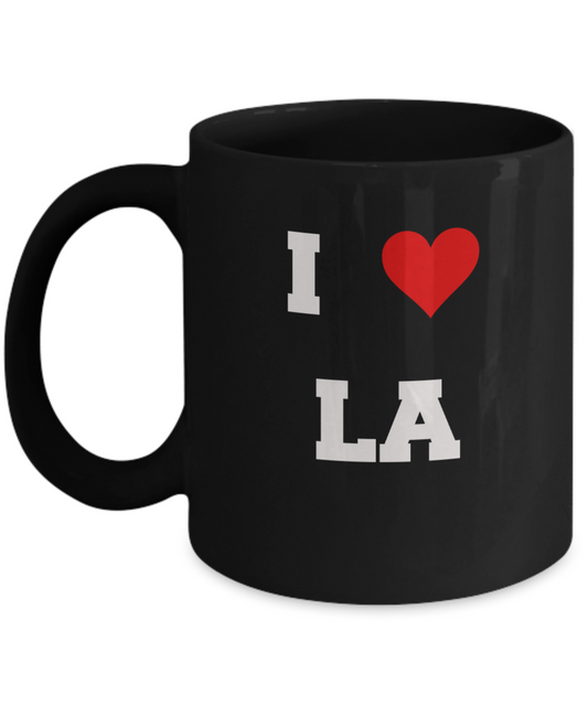 Louisiana Mug, I Love Louisiana LA Abbreviation USA States Ceramic Black Coffee Mug Tea Cup Gifts Mugs 11 oz Funny Mugs