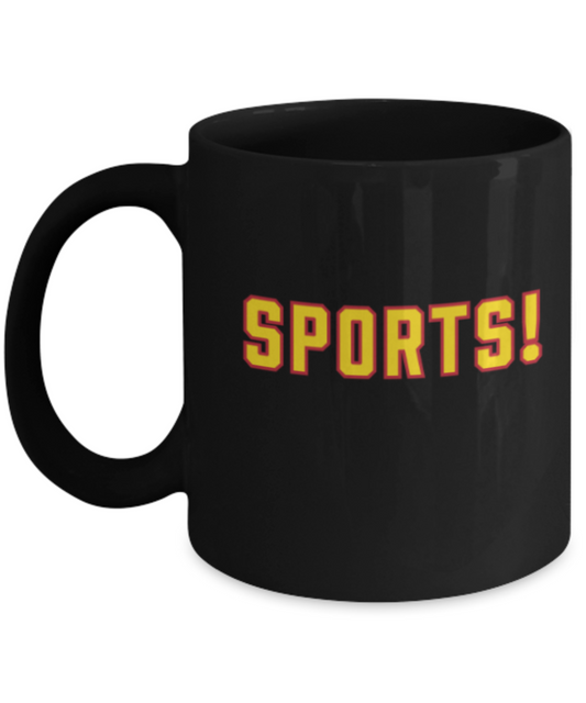 Funny coffee mugs , Sports - Black Coffee Mug Porcelain Tea Cup 11 oz - Great Gift