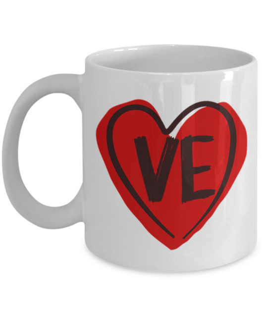 Aneversery gift - Love Sign - Funny White Porcelain Coffee Mug Cute Ceramic Cup 11 oz