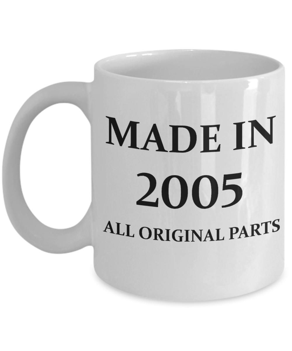 2005 birthday gifts for men cd & women, 13th Birthday Gifts - Made in 2005 All Original Parts - White Porcelain Coffee Cup,Premium 11 oz Funny Mugs White coffee cup Gifts Ideas