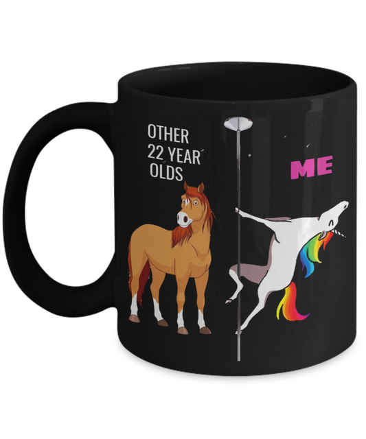 Unicorn Birthday gift 22nd Birthday Gift for Women - Other 22 Year Olds Me Unicorn Coffee Mug - Black Porcelain Coffee 11 oz for Grandma, Mom,   Sister, Best Friend, Women, Her - Born In 1998