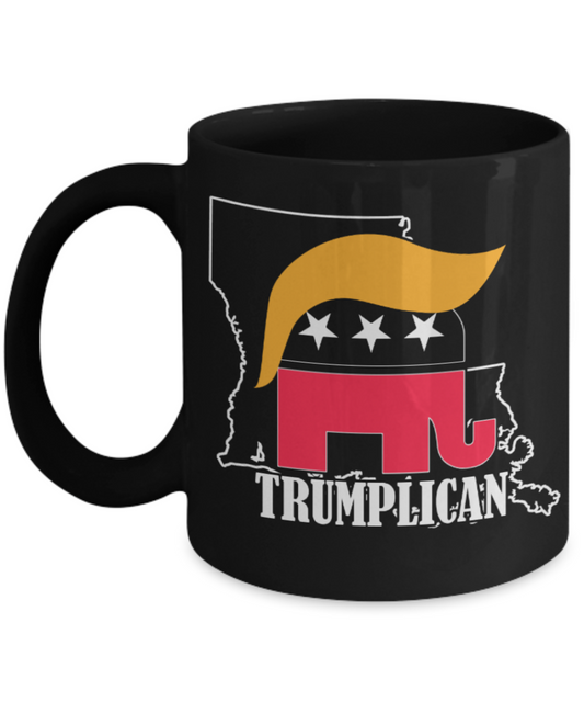 Trumplican - Black Coffee Mug Porcelain Tea Cup 11 oz - Great Gift