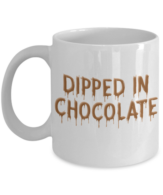 Chocolate Lover Coffee Mug, Dipped In Chocolate-White Porcelain Coffee Mug 11 oz For Chocolate Lover, Kids,Teens,Women,men