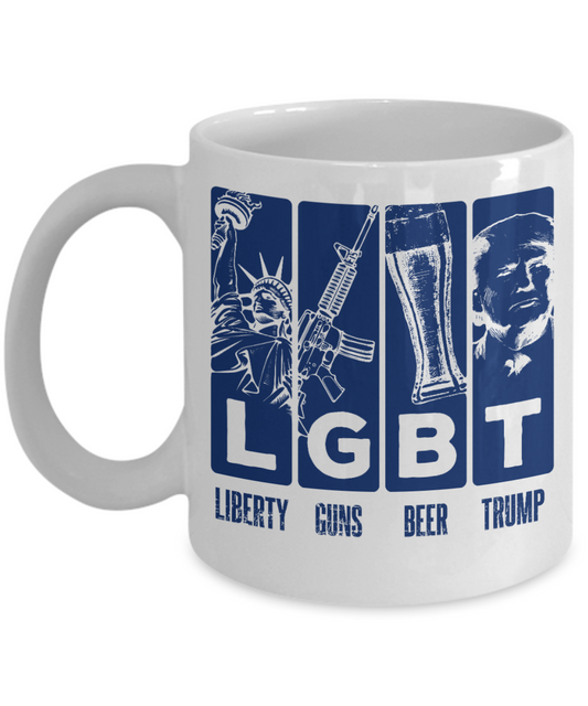 American Flag Mugs, Liberty Guns Beer Trump - Funny Black Porcelain Coffee 11 oz