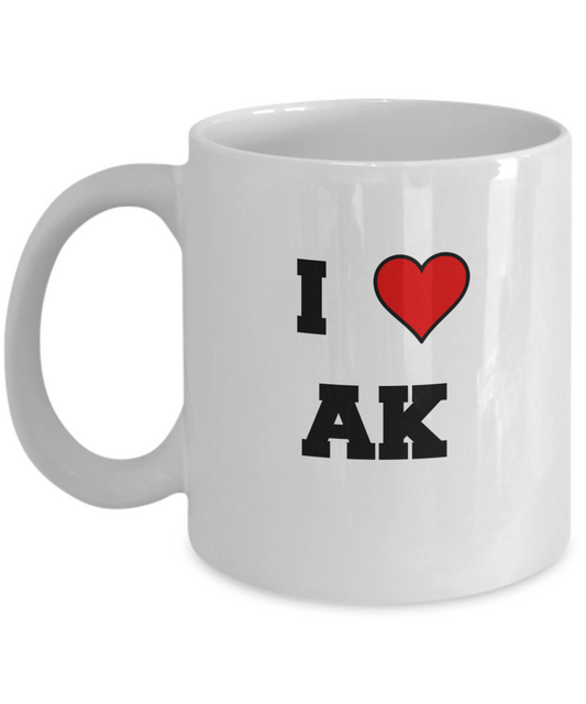 Alaska Mug, Alaska State Love AK Abbreviation USA States Ceramic Coffee Mug Tea Cup Gifts Mugs 11 oz Funny Mugs