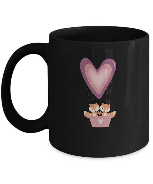 Fox Heart Basket Black coffee Mugs - Funny Valentines day Black coffee mugs 11 oz