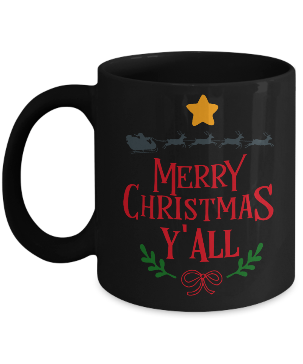 Knightmare before christmas mug - Merry Christmas Y'all - Funny Christmas Gifts Mugs, Christmas Gifts for family Ceramic Cup Black, Funny Mugs Gift Ideas 11 Oz