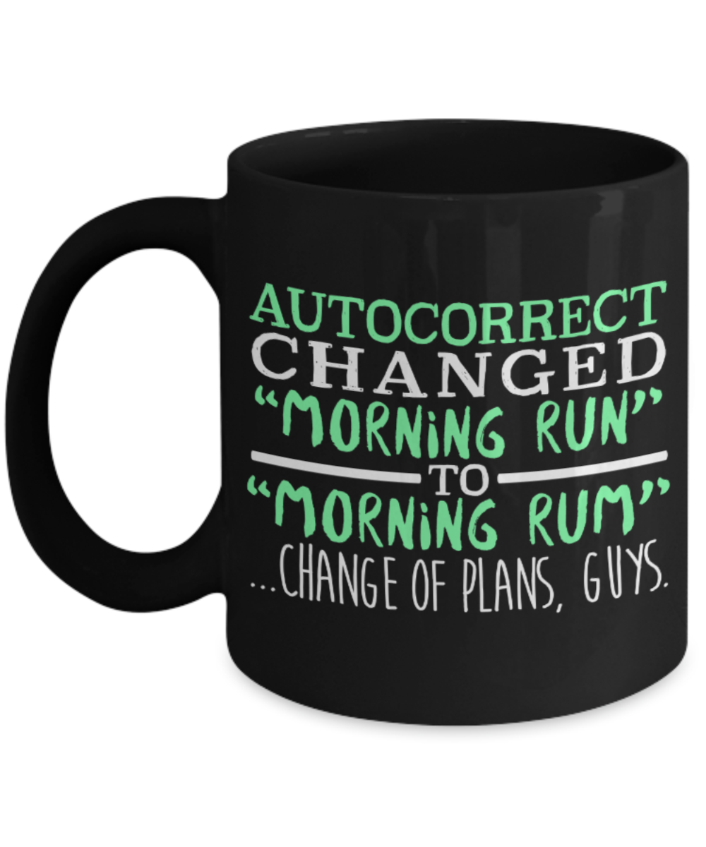 Rum Lovers Mugs , Morning Rum - Black Coffee Mug Porcelain Tea Cup 11 oz - Great Gift