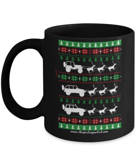 Peets coffee k cups christmas blend , Christmas Jeep Carts - Black Coffee Mug Porcelain Tea Cup 11 oz - Great Gift