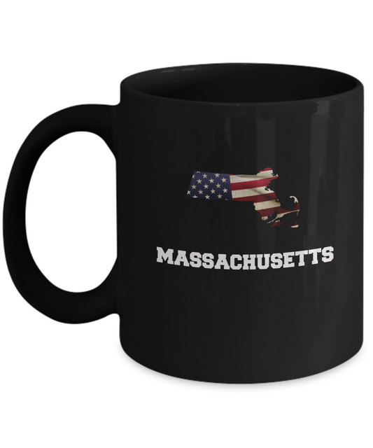 I Love Massachusets  Coffee mug sets - 11 OZ Black coffee mugs  State Love Funny Gift Idea Cup