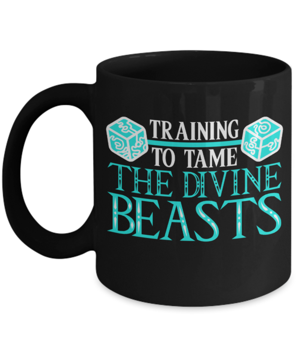 Training Lovers Mugs , Training to tame divine beasts - Black Coffee Mug Porcelain Tea Cup 11 oz - Great Gift