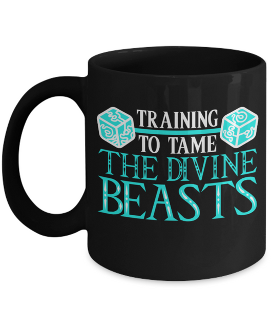Training Lovers Mugs , Training to tame divine beasts - Black Coffee Mug Porcelain Tea Cup 11 oz - Great Gift