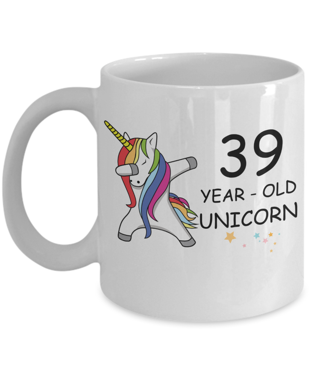 39th Birthday Gift for Women - 39 Year Old Unicorn Dabbing Mug - Funny White Porcelain Coffee 11 oz for Grandma, Mom, Sister, Best Friend, Women, Her - Legends are Born In 1981
