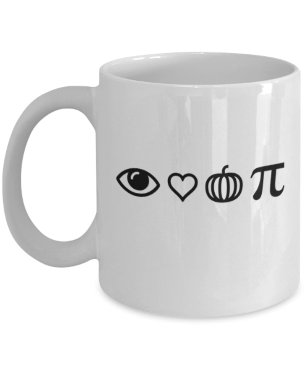Beer Food Lovers mugs , I Love Pumpkin Pie - White Coffee Mug Porcelain Tea Cup 11 oz - Great Gift