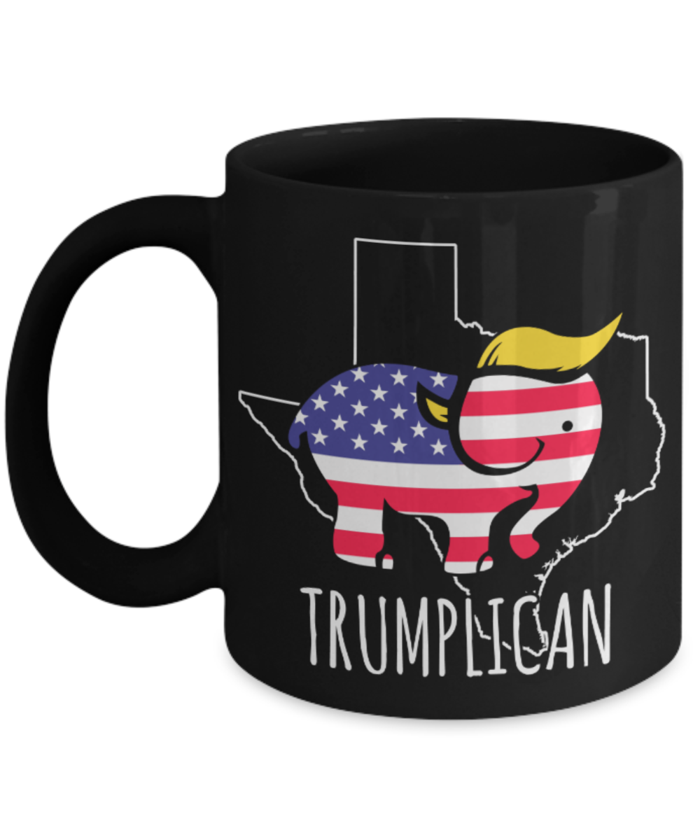 Trumplican - Black Coffee Mug Porcelain Tea Cup 11 oz - Great Gift