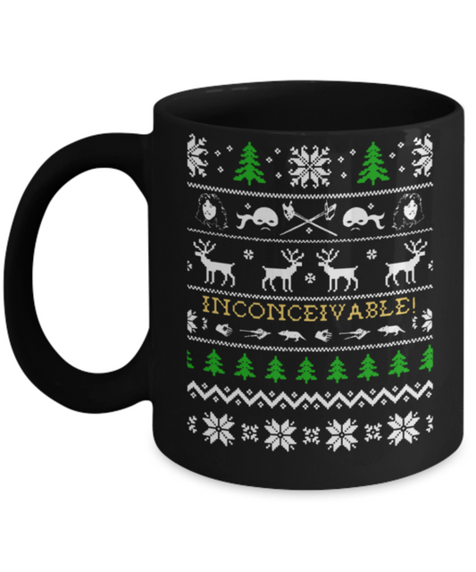 Peets coffee k cups christmas blend , Christmas Inconceivable - Black Coffee Mug Porcelain Tea Cup 11 oz - Great Gift