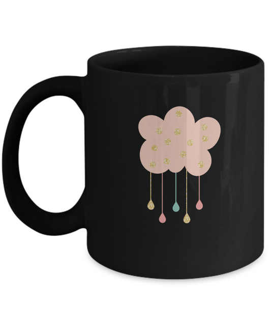 Floral Cloudy Black Mugs - Funny Christmas Gifts - Porcelain Black coffee mugs 11 oz