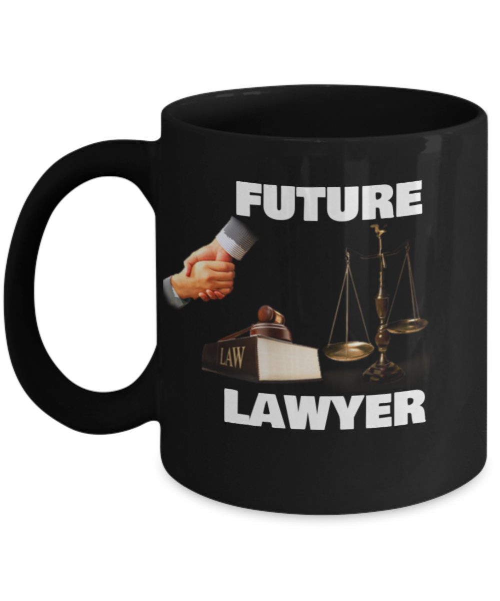 Future Lawyer - Black Porcelain Coffee Cup,Premium 11 oz Black coffee cup