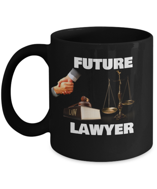 Future Lawyer - Black Porcelain Coffee Cup,Premium 11 oz Black coffee cup