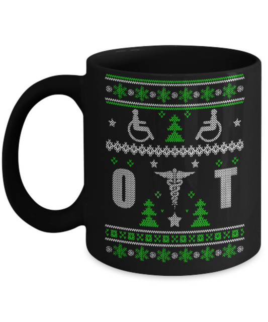 Peets coffee k cups christmas blend , Christmas Wheelchairs OT - Black Coffee Mug Porcelain Tea Cup 11 oz - Great Gift