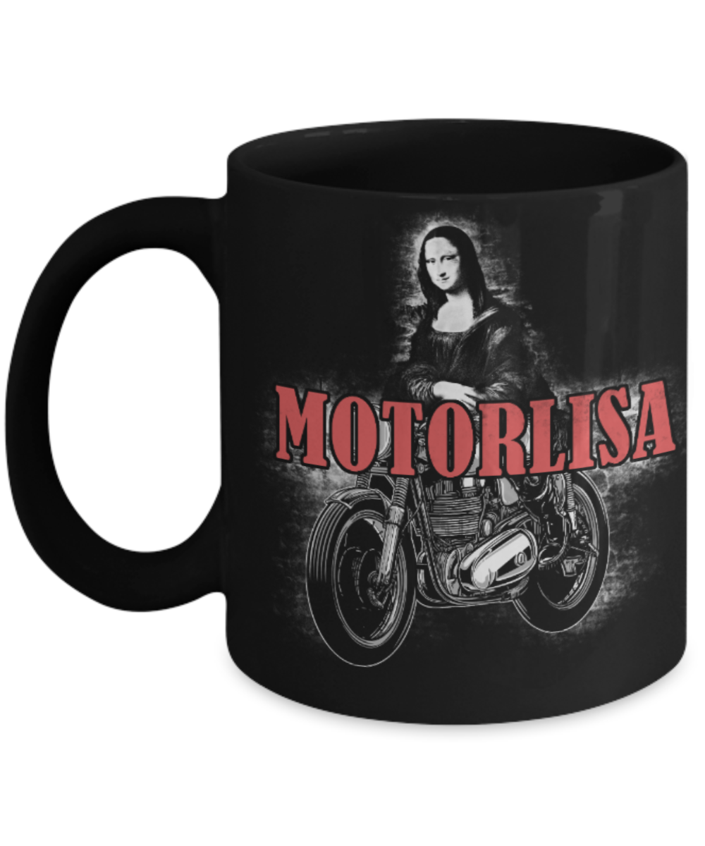 Riding Lovers Mugs , Motorlisa - Black Coffee Mug Porcelain Tea Cup 11 oz - Great Gift