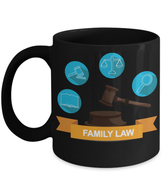 FamilyLaw - Black Porcelain Coffee Cup,Premium 11 oz Black coffee cup