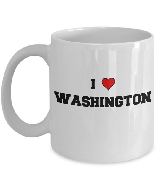 Washington Tea Coffee Mugs,I Love Washington USA States Ceramic Coffee Mug Tea Cup Gifts Mugs 11 oz Funny Mugs