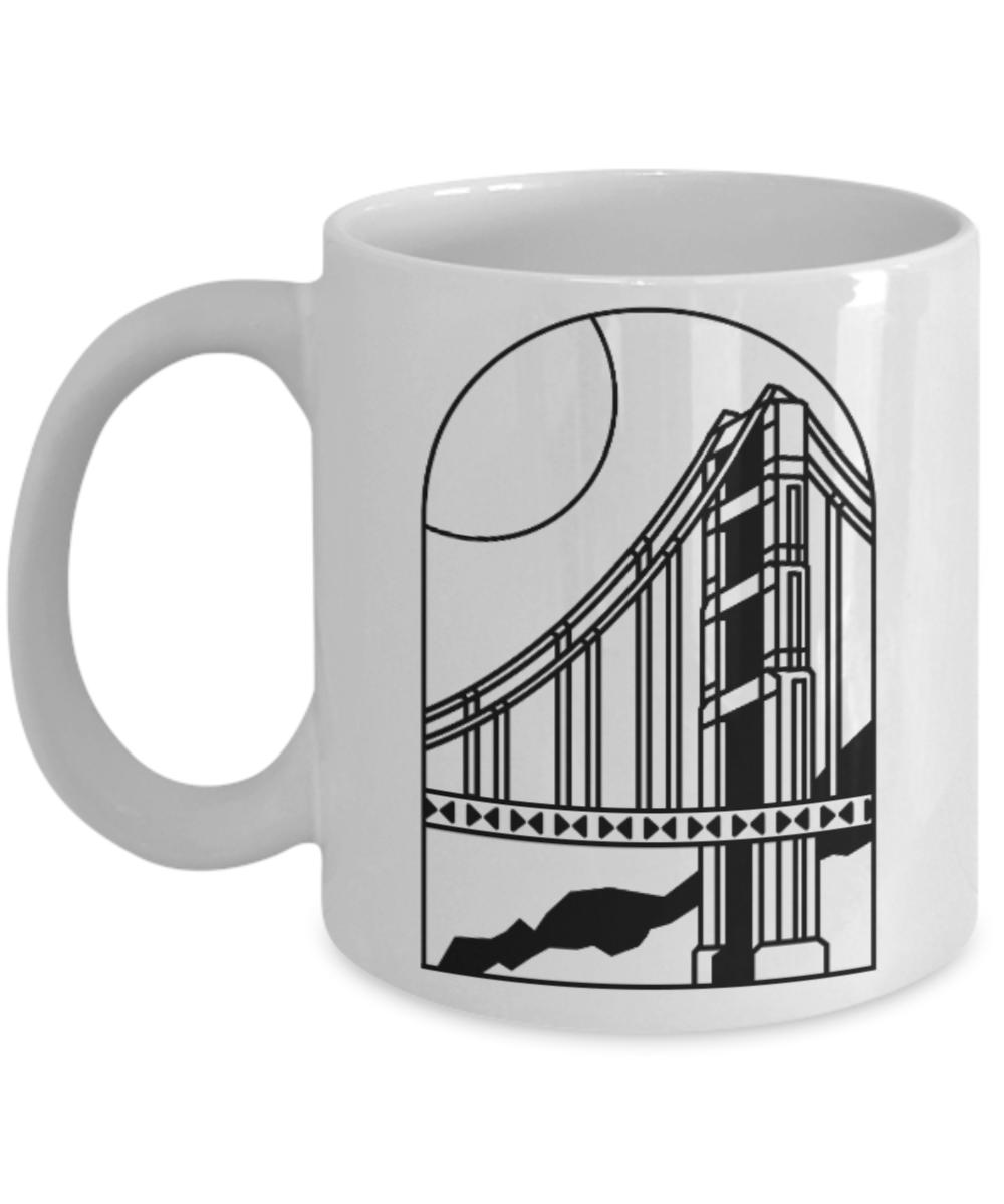 Fashion/Trends Lovers mugs , Goldengate - White Coffee Mug Porcelain Tea Cup 11 oz - Great Gift