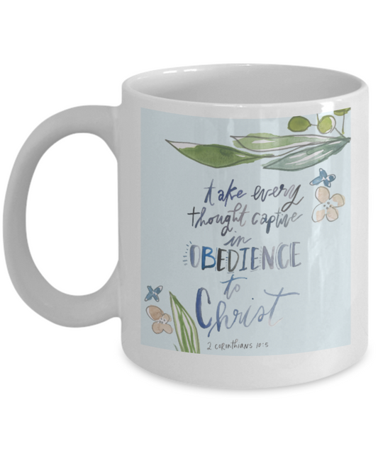 Religious coffee mugs , Obedience to Christ - White Coffee Mug Tea Cup 11 oz Gift