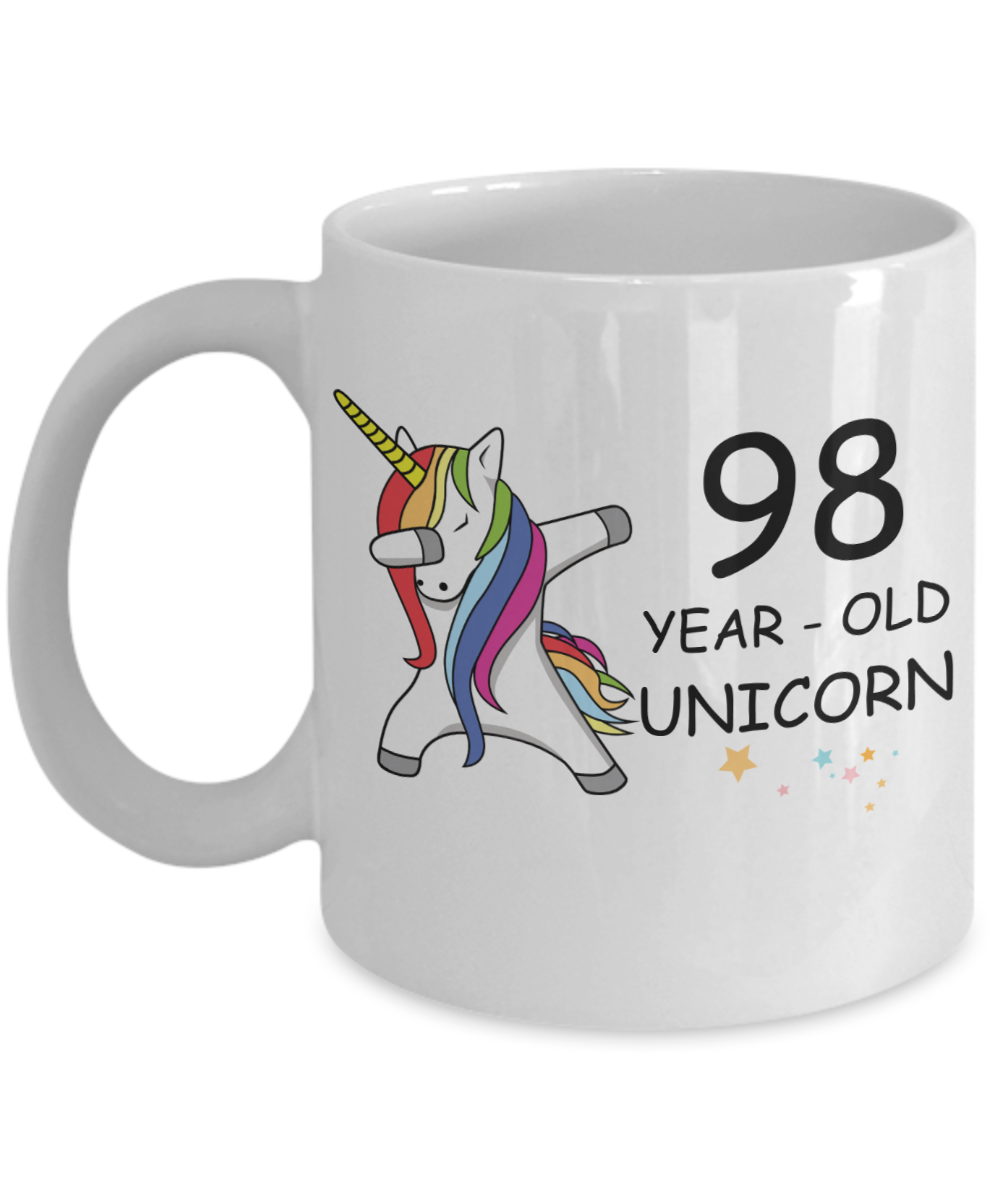 98th Birthday Gift for Women - 98 Year Old Unicorn Dabbing Mug - Funny White Porcelain Coffee 11 oz for Grandma, Mom, Sister, Best Friend, Women, Her - Legends are Born In 1922