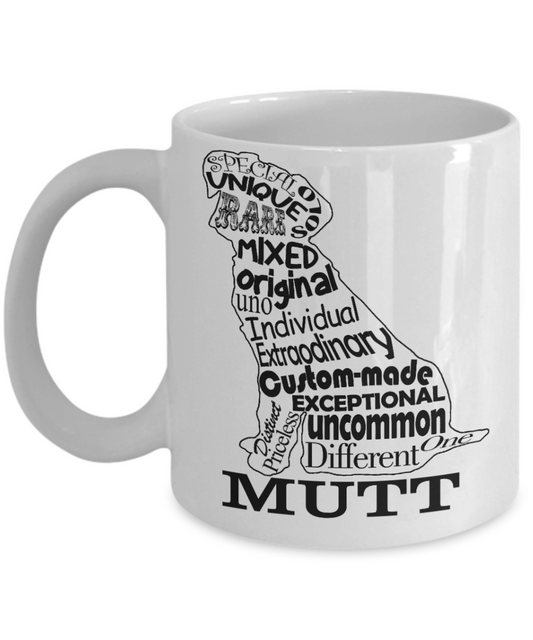 Custom Dog Mom Gift Coffee mug,Mongrel, Mutt Dog Shape with letters -White Porcelain Coffee Mug 11 oz
