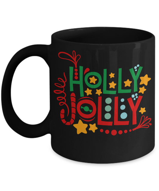 Knightmare before christmas mug - Holly Jolly - Funny Christmas Gifts Mugs, Christmas Gifts for family Ceramic Cup Black, Funny Mugs Gift Ideas 11 Oz