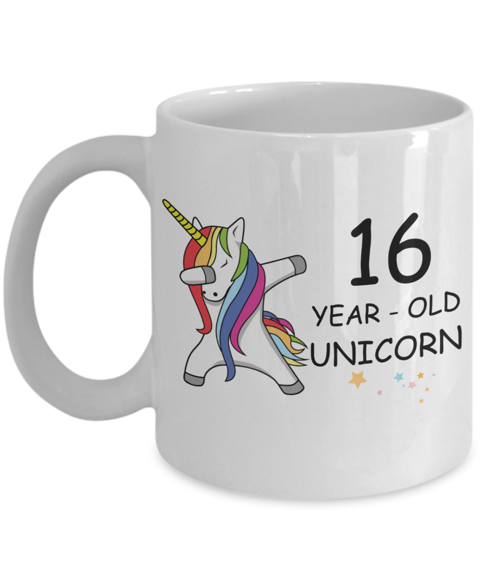 16th Birthday Gift for Women - 16 Year Old Unicorn Dabbing Mug - Funny White Porcelain Coffee 11 oz for Grandma, Mom, Sister, Best Friend, Women, Her - Legends are Born In 2004