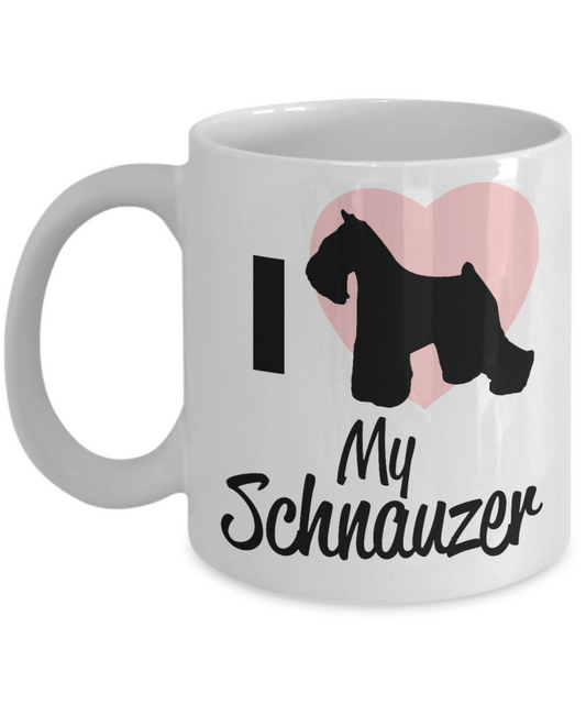 Dog Mom Gift Custom Coffee mug, I Love My Schnauzer-White Porcelain Coffee Mug 11 oz