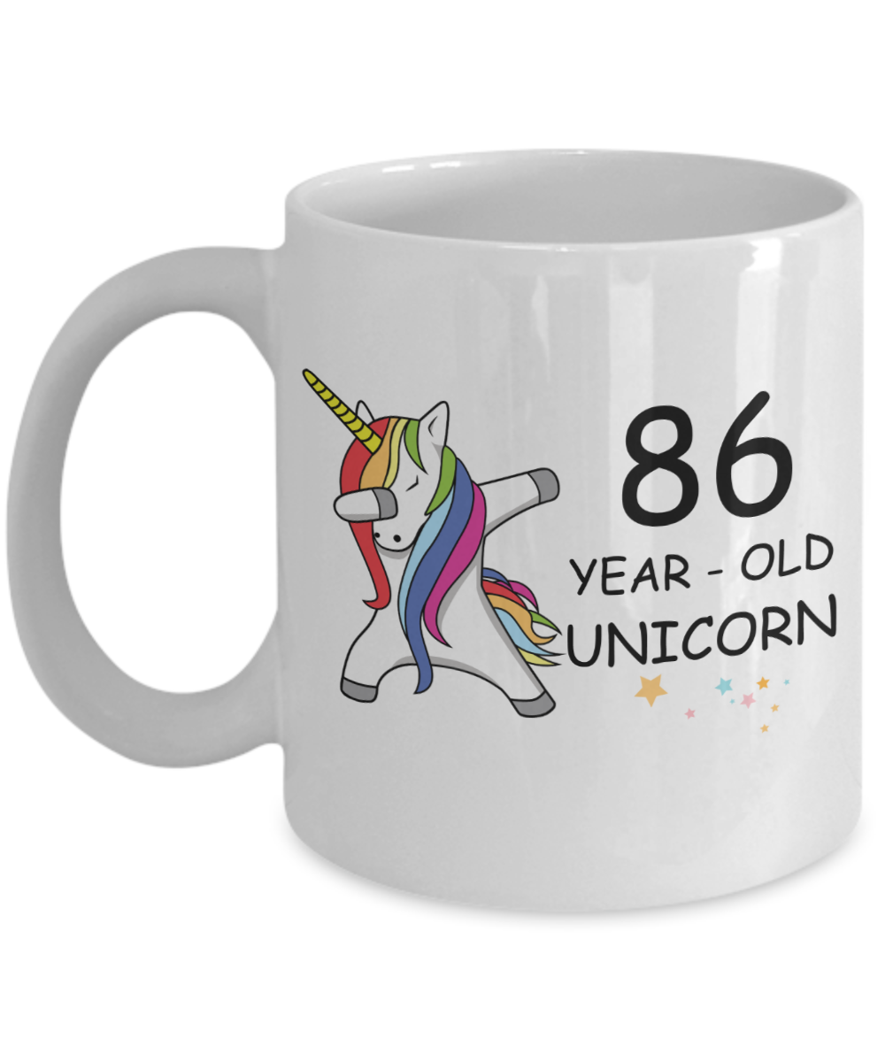 86th Birthday Gift for Women - 86 Year Old Unicorn Dabbing Mug - Funny White Porcelain Coffee 11 oz for Grandma, Mom, Sister, Best Friend, Women, Her - Legends are Born In 1934