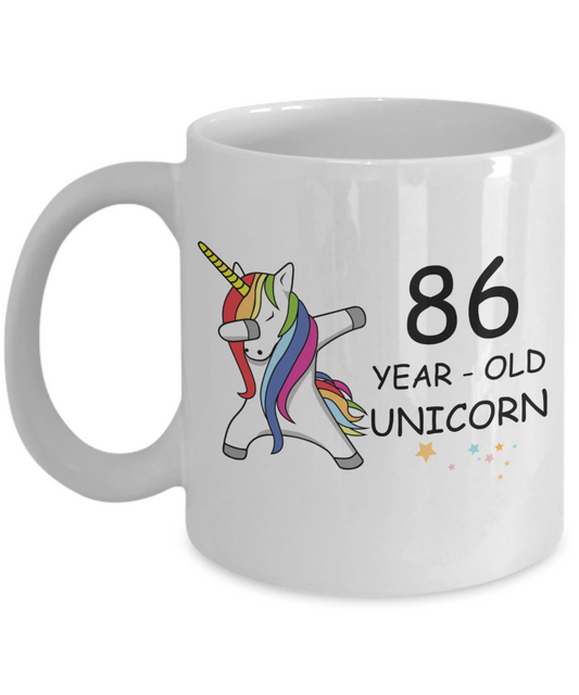 86th Birthday Gift for Women - 86 Year Old Unicorn Dabbing Mug - Funny White Porcelain Coffee 11 oz for Grandma, Mom, Sister, Best Friend, Women, Her - Legends are Born In 1934