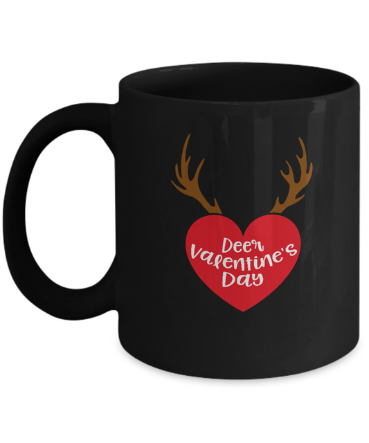 Deer valentine's day Black coffee Mugs - Funny Valentines day Black coffee mugs 11 oz