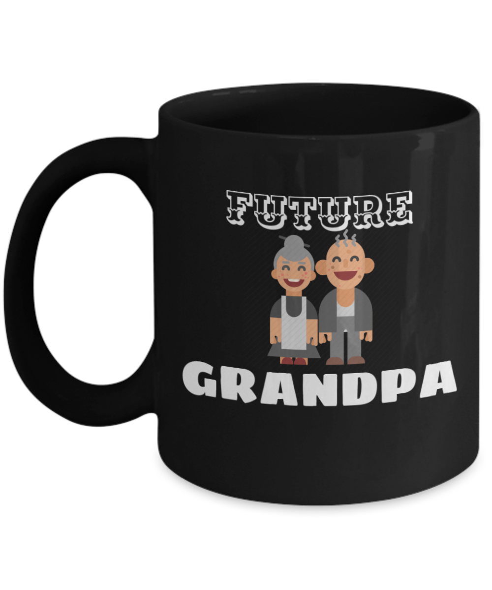 Future GRANDPA Coffee Mug - Black Porcelain Coffee Cup,Premium 11 oz Black coffee cup