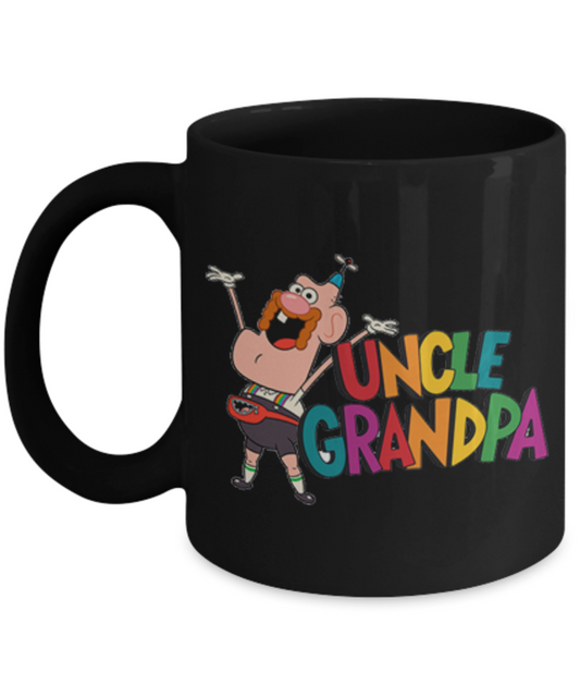 UNCLE GRANDPA Coffee Cup - Black Porcelain Coffee Cup,Premium 11 oz Black coffee cup