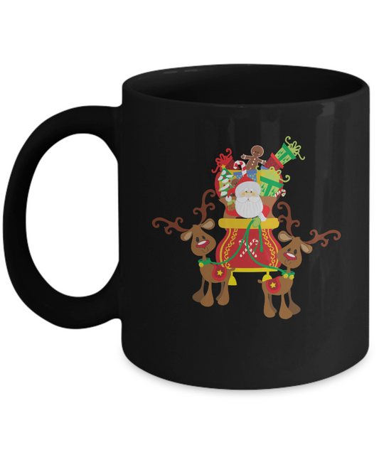 Santa Christmas Gifts Black Mugs - Funny Valentines day Gifts Black coffee mugs 11 oz