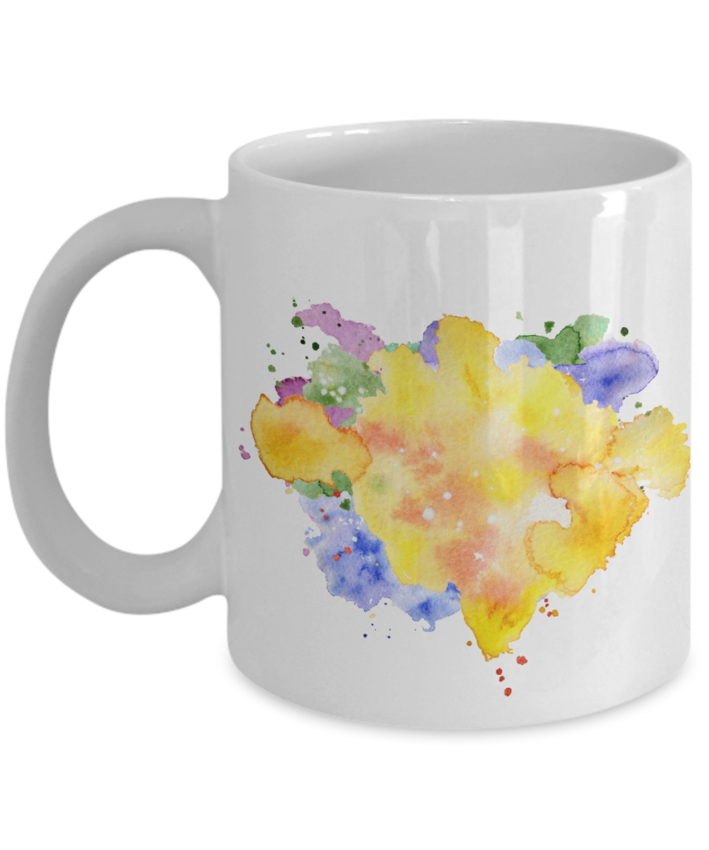 Watercolor Yellowish Collection 11 Oz  Funny Porcelain White Coffee Mug
