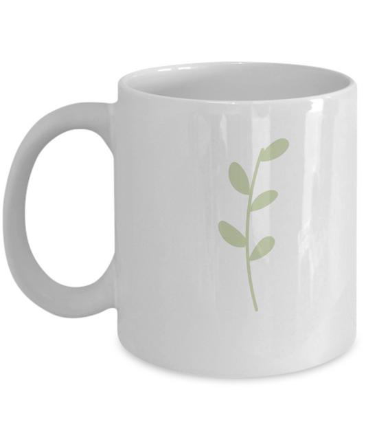 Floral Green Leaf white mugs - Funny Christmas Gifts - White coffee mugs 11 oz