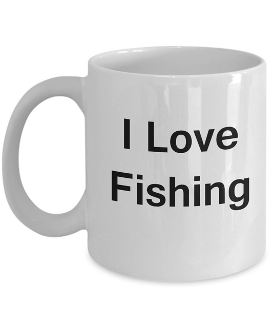 Fishing Lovers Gifts Mugs - I Love Fishing - Valentines Gifts White coffee mugs 11 oz