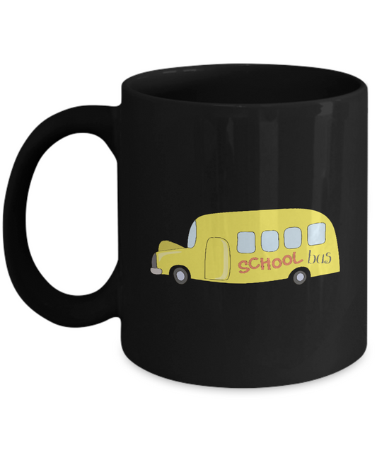 School Bus Yellow Black Mugs - Funny coffee mugs Black coffee mugs 11 oz