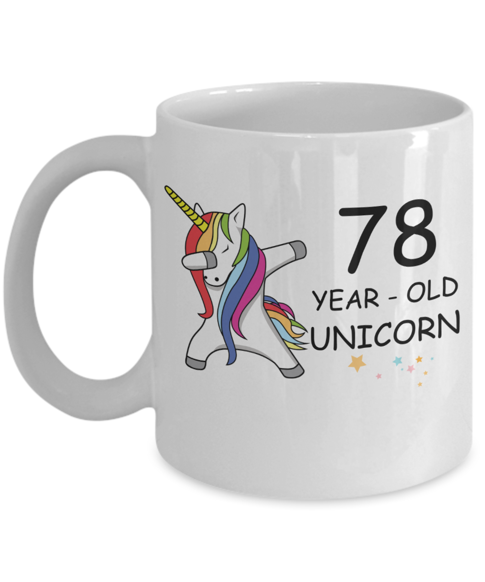 Unicorn Birthday gift 78th Birthday Gift for Women - 78 Year Old Unicorn Dabbing Mug - Funny White Porcelain Coffee 11 oz, 78th Anniversary Bday Gift for Grandma, Mom, Sister, Bestie - Legends are Born In 1942