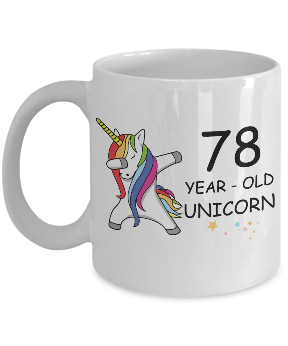 78th Birthday Gift for Women - 78 Year Old Unicorn Dabbing Mug - Funny White Porcelain Coffee 11 oz for Grandma, Mom, Sister, Best Friend, Women, Her - Legends are Born In 1942