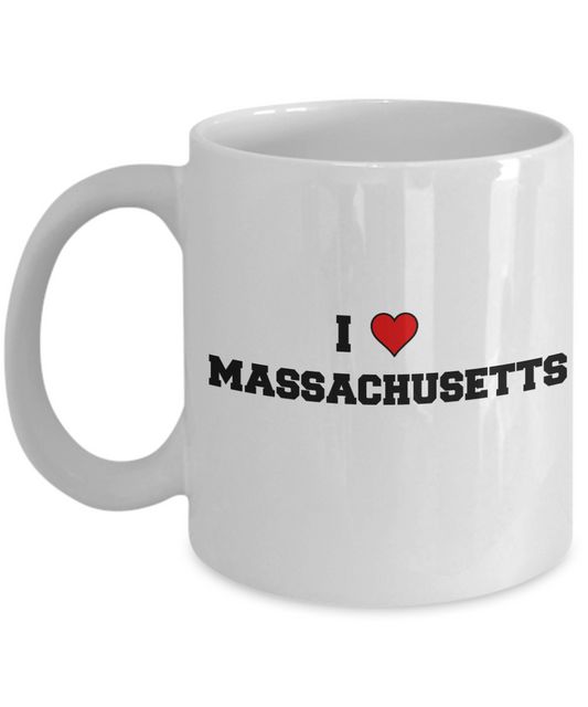 Massachusetts Tea Coffee Mugs,I Love Massachusetts USA States Ceramic Coffee Mug Tea Cup Gifts Mugs 11 oz Funny Mugs