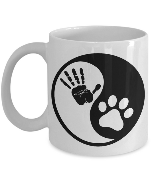 Personalized Dog Lover Gift Coffee mug,Dog Paw Design In Yin Yang Symbol-White Porcelain Coffee Mug 11 oz