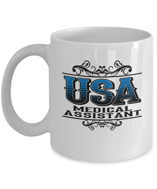 USA medical assistant coffee mugs for Medical assistants White coffee mugs 11 oz